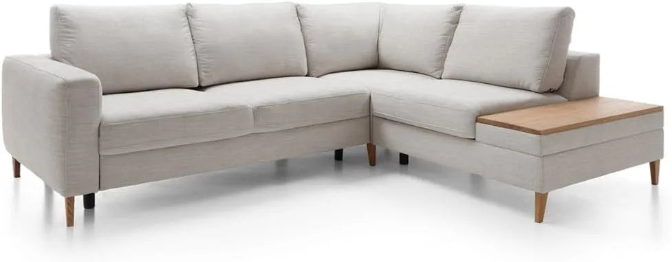 Ecksofa und Wohnlandschaft – L-Form, linke Ausrichtung, mit Bettkasten, 204 cm, grau