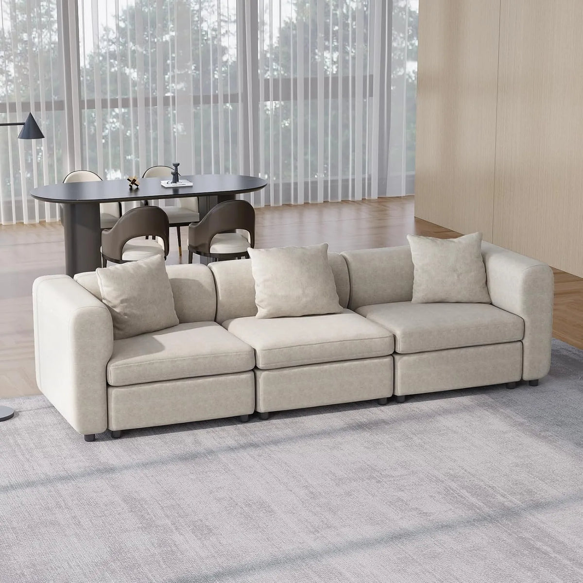 Eckmodul für Sofa — modular, aus Massivholz, 3-Sitzer, 294 cm