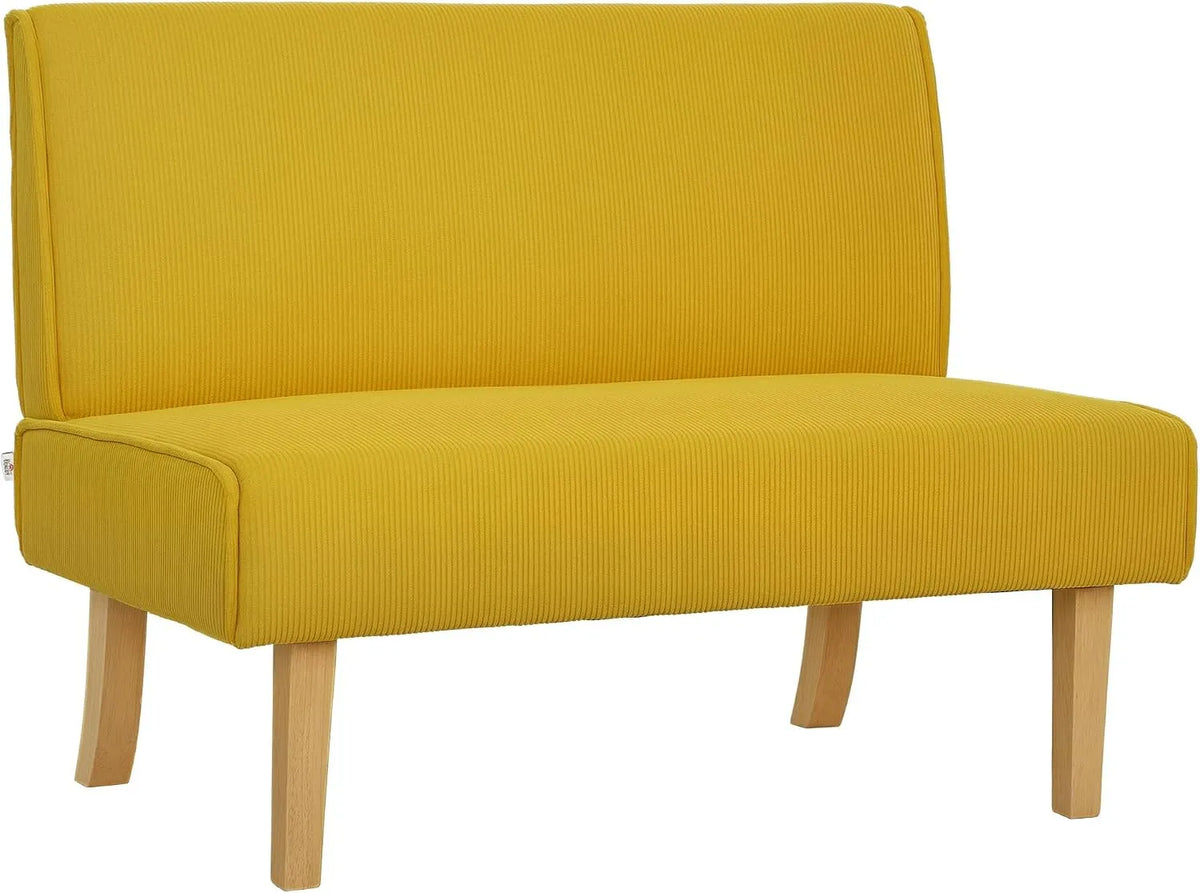 HOMCOM Sofa: mit Cordbezug, 2 Sitzer, 110 × 62 × 85 cm, gelb, 2-Sitzer