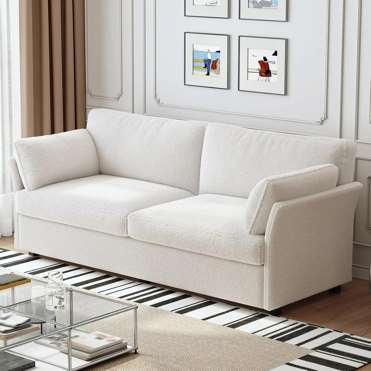 Sofa — 186 cm, weiß, mit Stoffbezug