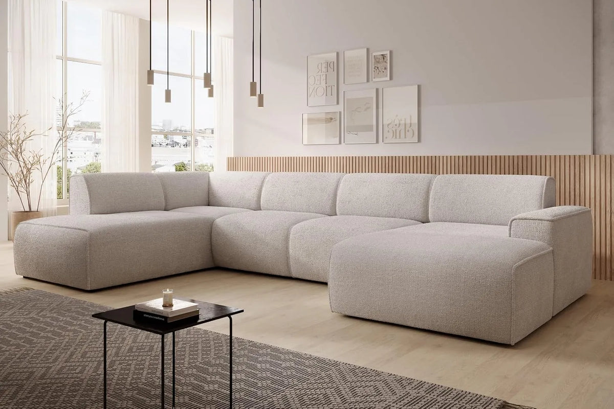 Sofa: 378 cm, beige