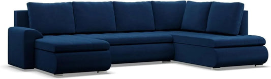 Ecksofa und Wohnlandschaft – FORESTA, rechte Ausrichtung, mit Bettkasten, mit Schlaffunktion, 300 × 89 × 200, blau