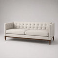 3-Sitzer Sofa aus Holz mit Leinen-Baumwoll-Mischgewebe in Beige