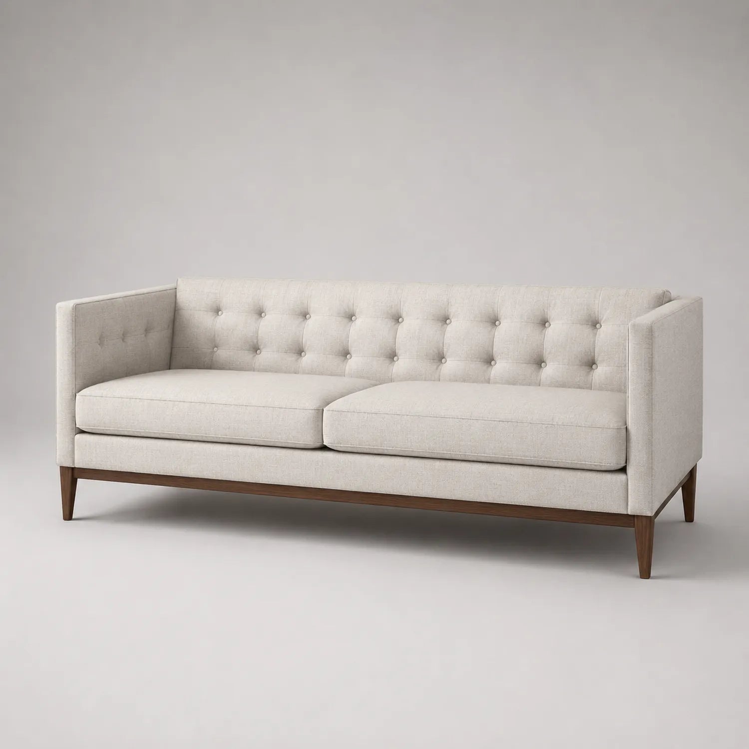 3-Sitzer Sofa aus Holz mit Leinen-Baumwoll-Mischgewebe in Beige