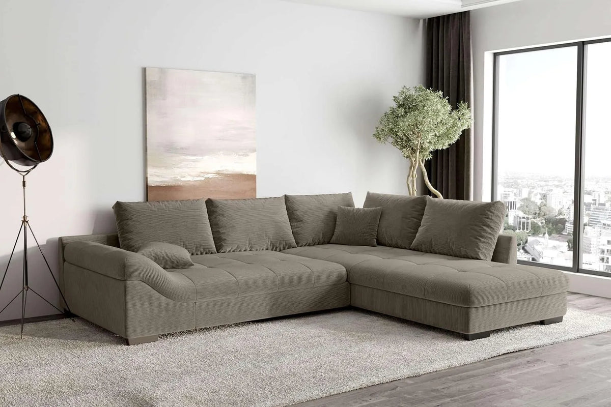 Ecksofa und Wohnlandschaft – Polsterecke Eckcouch, rechte Ausrichtung, mit Cordbezug, mit Stoffbezug