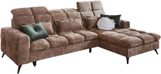 Ecksofa und Wohnlandschaft: 286 × 195 cm, braun, mit Stoffbezug