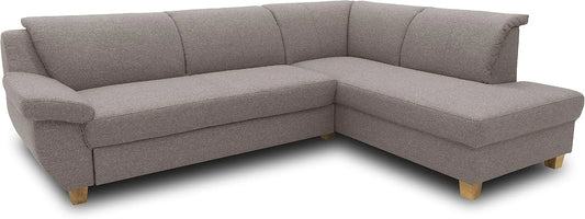 Ecksofa und Wohnlandschaft: Panama, L-Form, rechte Ausrichtung, mit Cordbezug, mit Schlaffunktion, 254 × 186 × 80 cm, beige