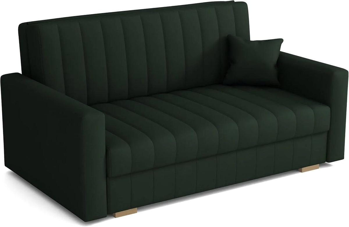 Schlafsofa und Sofabett – mit Bettkasten, mit Schlaffunktion, 3 Sitzer, 153 cm, grün, 3-Sitzer