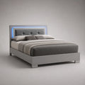 Bett mit LED-Beleuchtung 160x200 cm Grau Stoff MDF