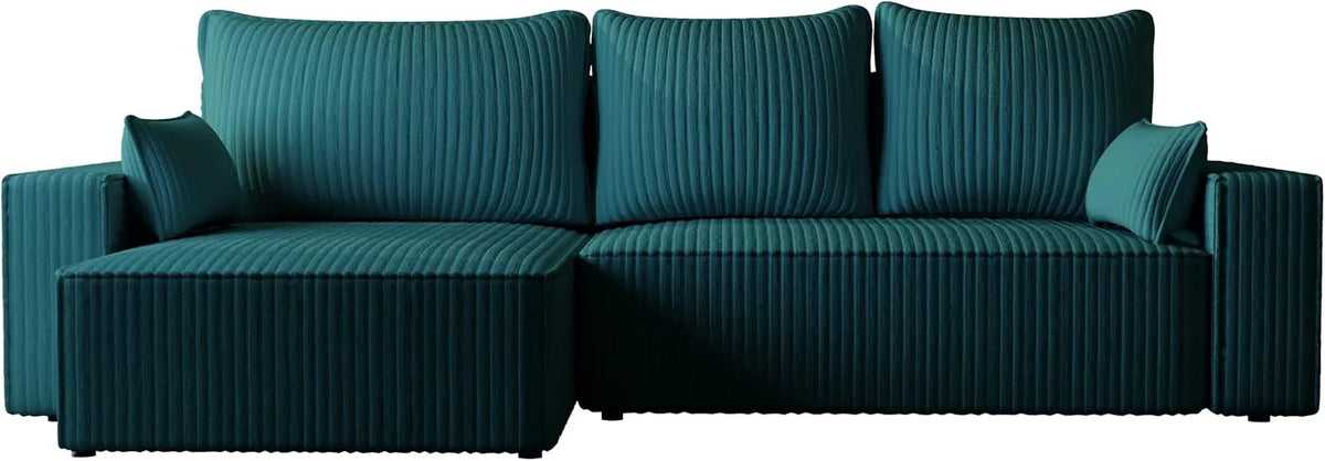 Ecksofa und Wohnlandschaft: Universal, L-Form, mit Cordbezug, mit Bettkasten, mit Schlaffunktion, 276 × 145 cm
