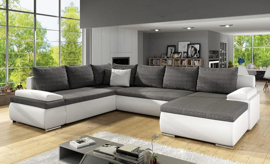 Ecksofa und Wohnlandschaft — Eckcouch Wohnlandschaft, mit Schlaffunktion, grau