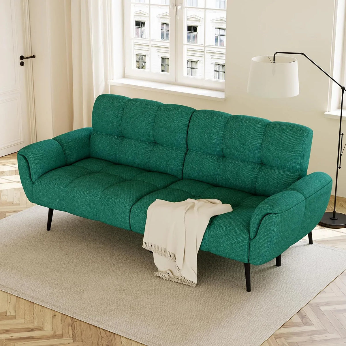 Schlafsofa und Sofabett: mit Schlaffunktion, 3 Sitzer, 155 × 85cm, grau, 3-Sitzer
