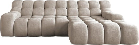 Ecksofa und Wohnlandschaft: rechte Ausrichtung, mit Schlaffunktion, 85 × 288 × 119 cm, beige, mit Stoffbezug