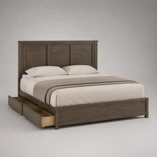 Holzbett mit Schubladen aus Massivholz 200x160 cm Dunkelbraun
