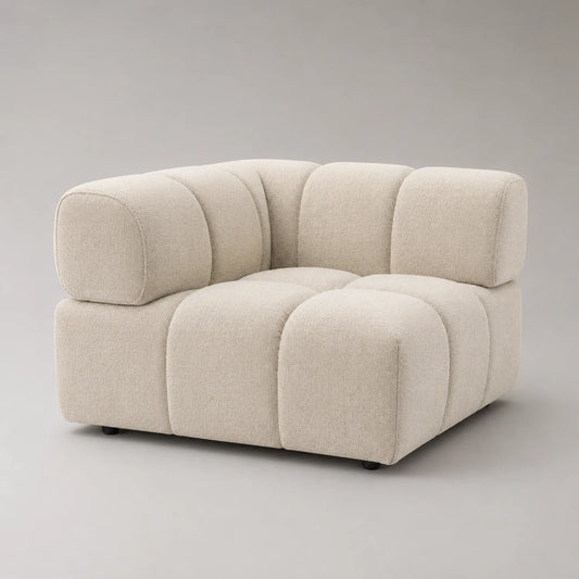 Eckteil Sofa Polstermöbel Polyester Stoff Beige 90x90x70 cm