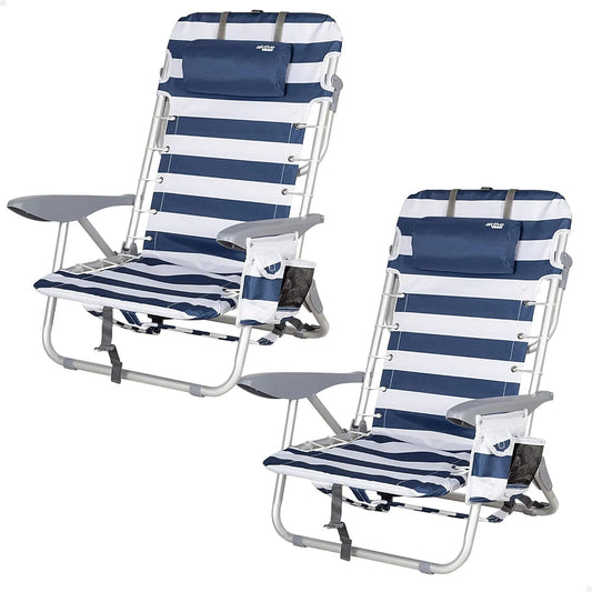 Set mit 2 Klappstühlen mit Mehreren Positionen für Strand – mit Tragegriff, 2er-Set, 50 × 45 × 76 cm, 110 kg