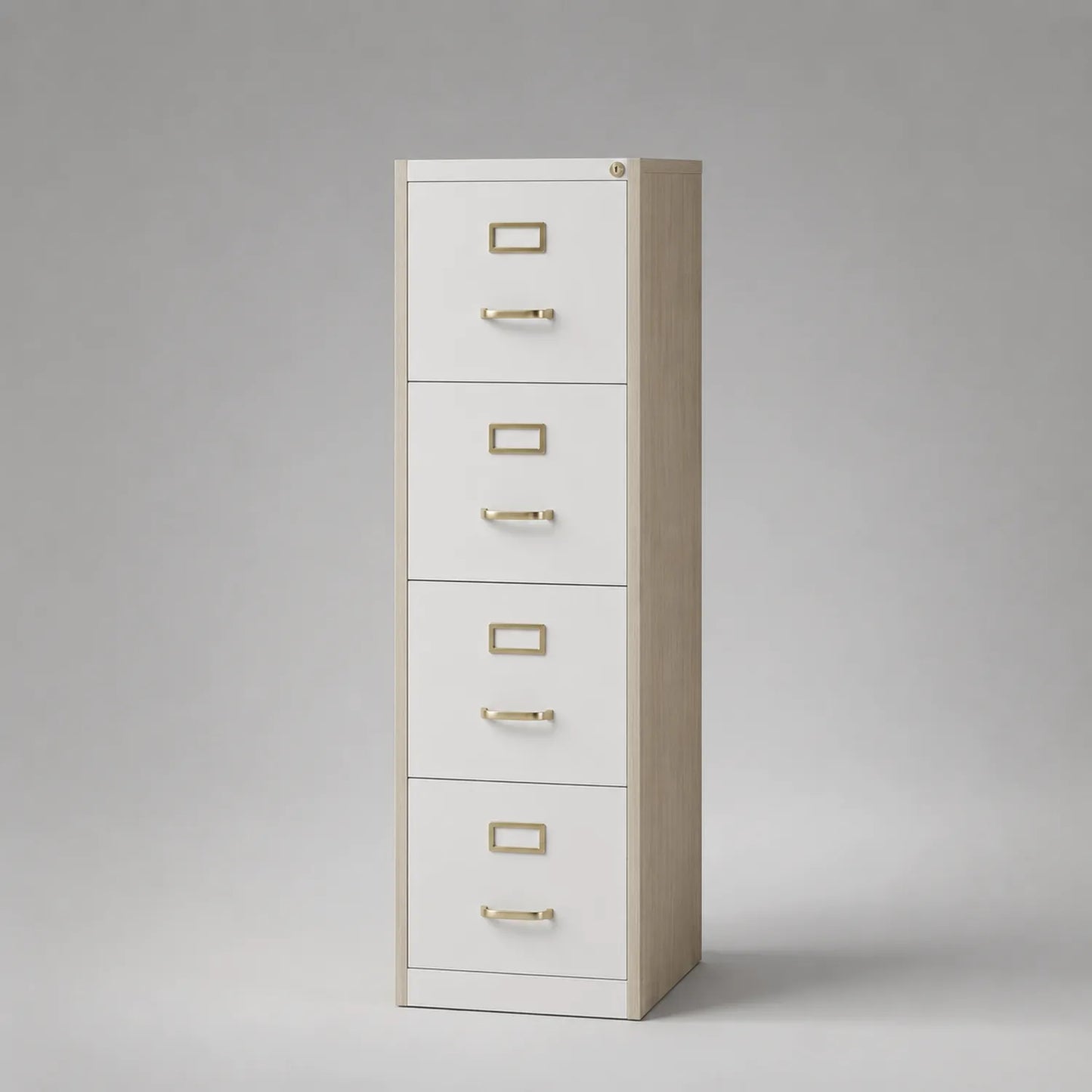 Aktenschrank mit 4 Schubladen Holzwerkstoff Weiß Eiche 140cm
