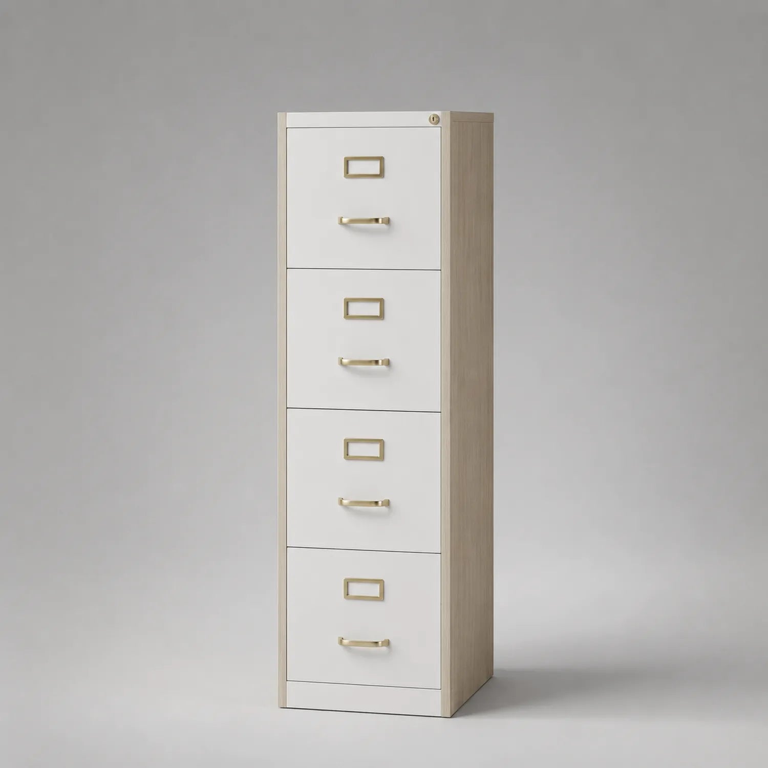 Aktenschrank mit 4 Schubladen Holzwerkstoff Weiß Eiche 140cm