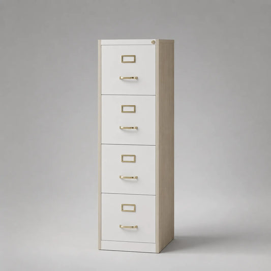 Aktenschrank mit 4 Schubladen Holzwerkstoff Weiß Eiche 140cm