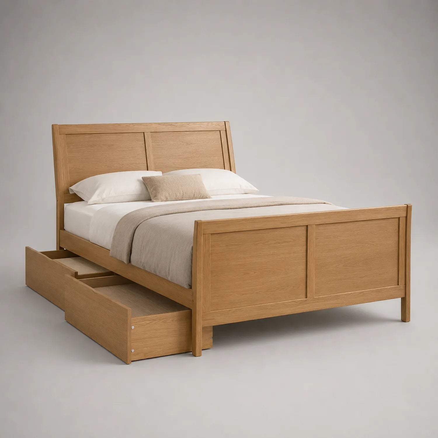 Eichenholz-Bett mit Schublade 200x160 cm