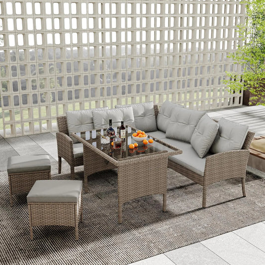 Gartenmöbel-Set und Lounge-Set – mit Stoffbezug, mit Kissen, aus Polyrattan
