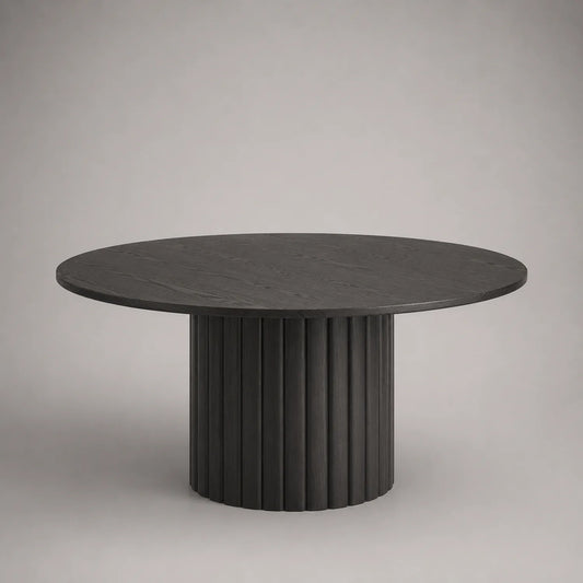 Runder Esstisch aus Eichenholz, Schwarz, 120 cm
