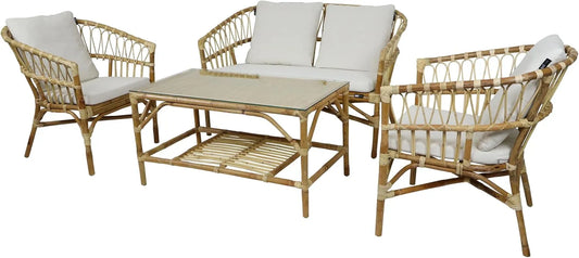 Gartenmöbel-Set und Lounge-Set – aus Polyrattan, 4-teilig
