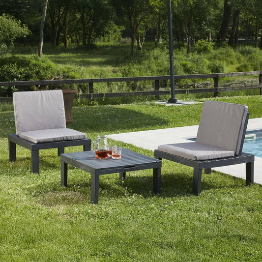 Gartenmöbel-Set und Lounge-Set – mit Rückenlehne, mit Kissen, anthrazit