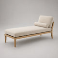 Chaiselongue aus Eichenholz mit Leinenbezug, Beige