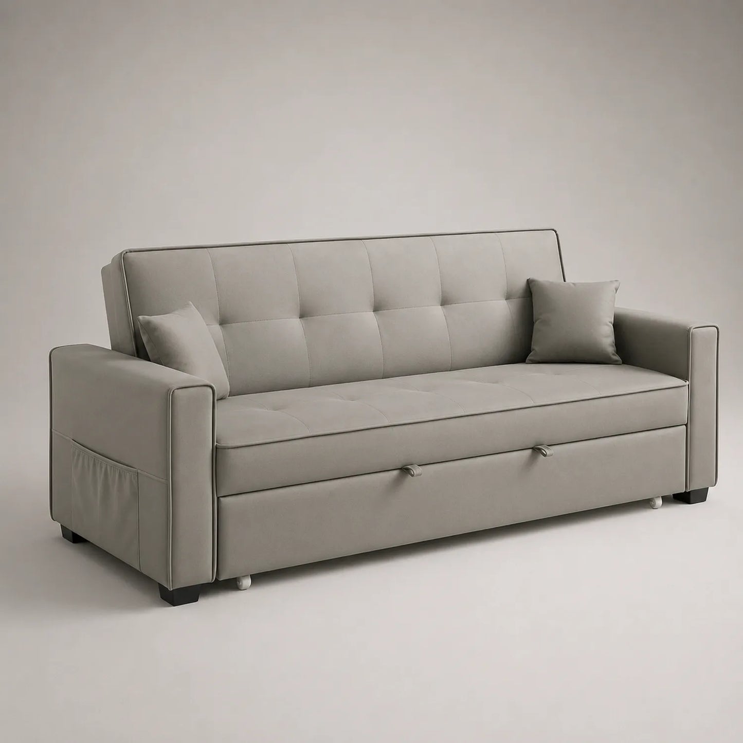 3-Sitzer Schlafsofa Stoff Grau mit Stauraum