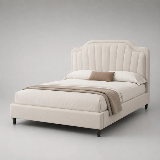 Polsterbett 160x200 cm Beige Stoff Massivholz