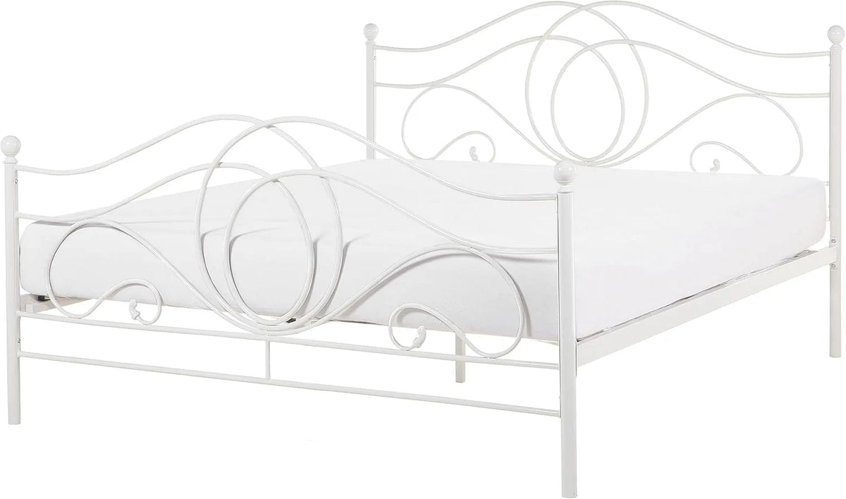 Bettgestell und Bettrahmen – aus Metall, 160 × 200 cm, weiß