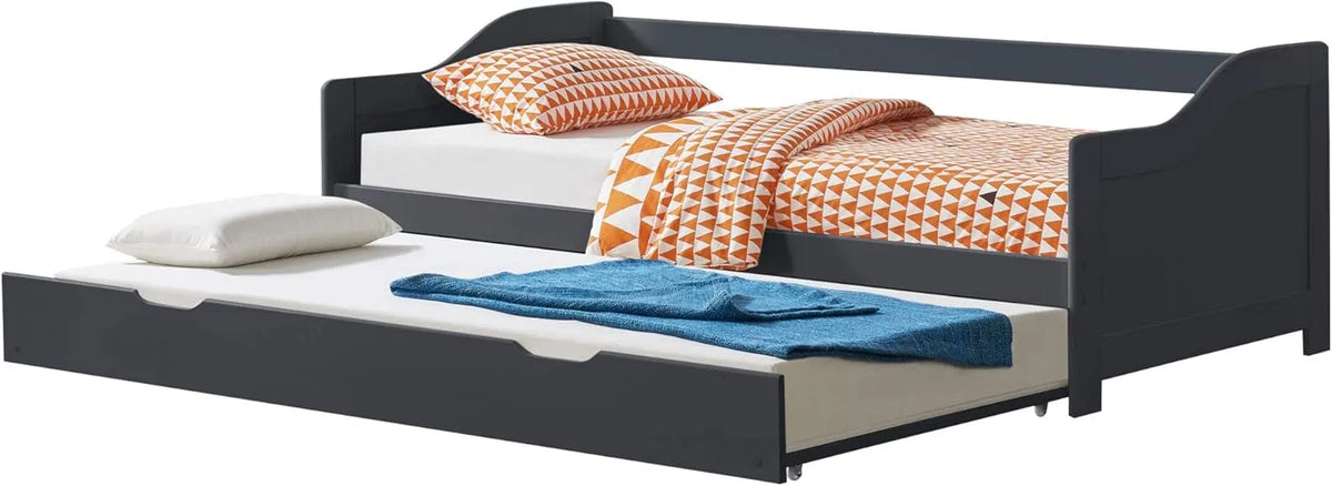 Schlafsofa und Sofabett: Gästebett Kojenbett, mit Lattenrost, 2 × 90 × 200cm, grau