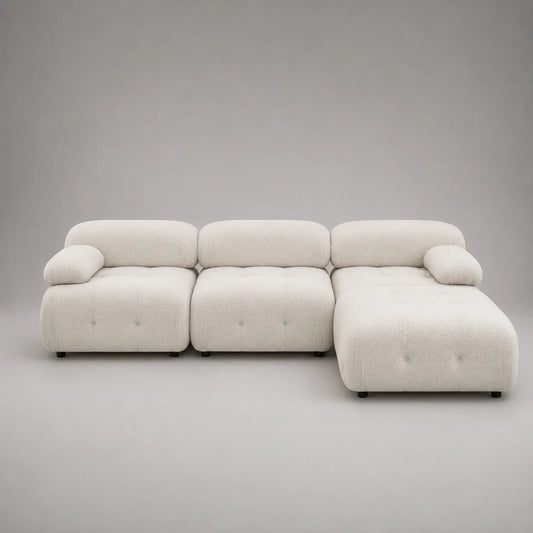 Modulares Ecksofa Bouclé Beige L-förmig