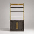 Bücherregal mit Eichenholz und Metall Schwarz/Gold 180x90x35cm