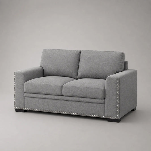 2-Sitzer-Sofa Holzrahmen Polyester Hellgrau 160 cm