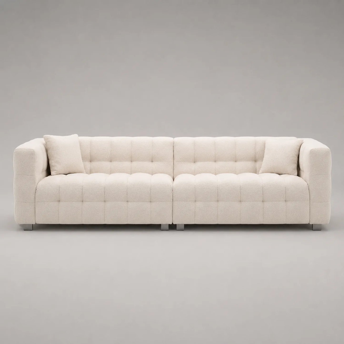 Beiges 3-Sitzer Stoffsofa mit Edelstahlfüßen