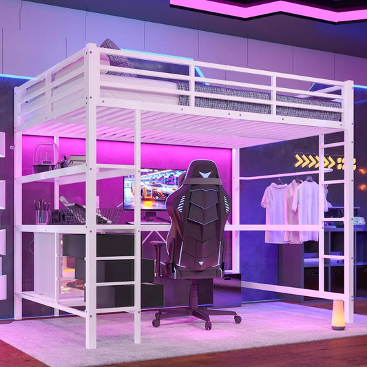 Etagenbett und Hochbett – mit Schubladen, mit Treppe, mit Schreibtisch, mit USB-Anschluss, 3 Schubladen, 140 × 200cm, weiß
