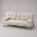 Beiges Sofa mit verchromten Metallbeinen