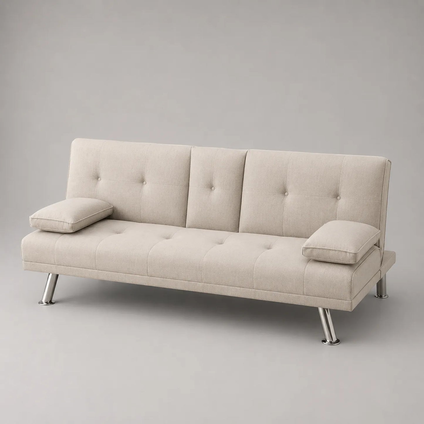 Beiges Sofa mit verchromten Metallbeinen