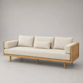3-Sitzer Sofa Beige Stoff Eiche