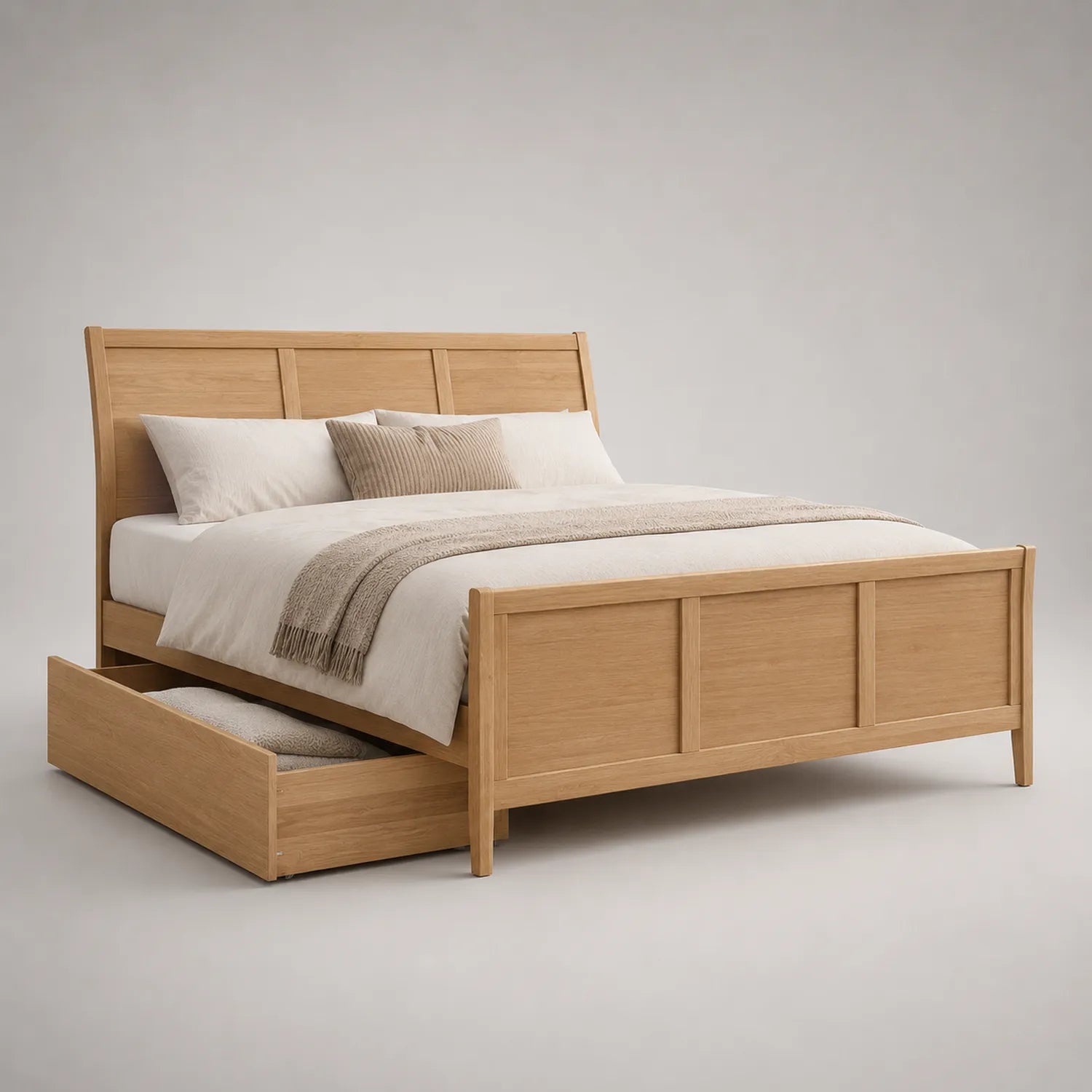 Doppelbett aus Eichenholz mit Stauraum 200x180 cm