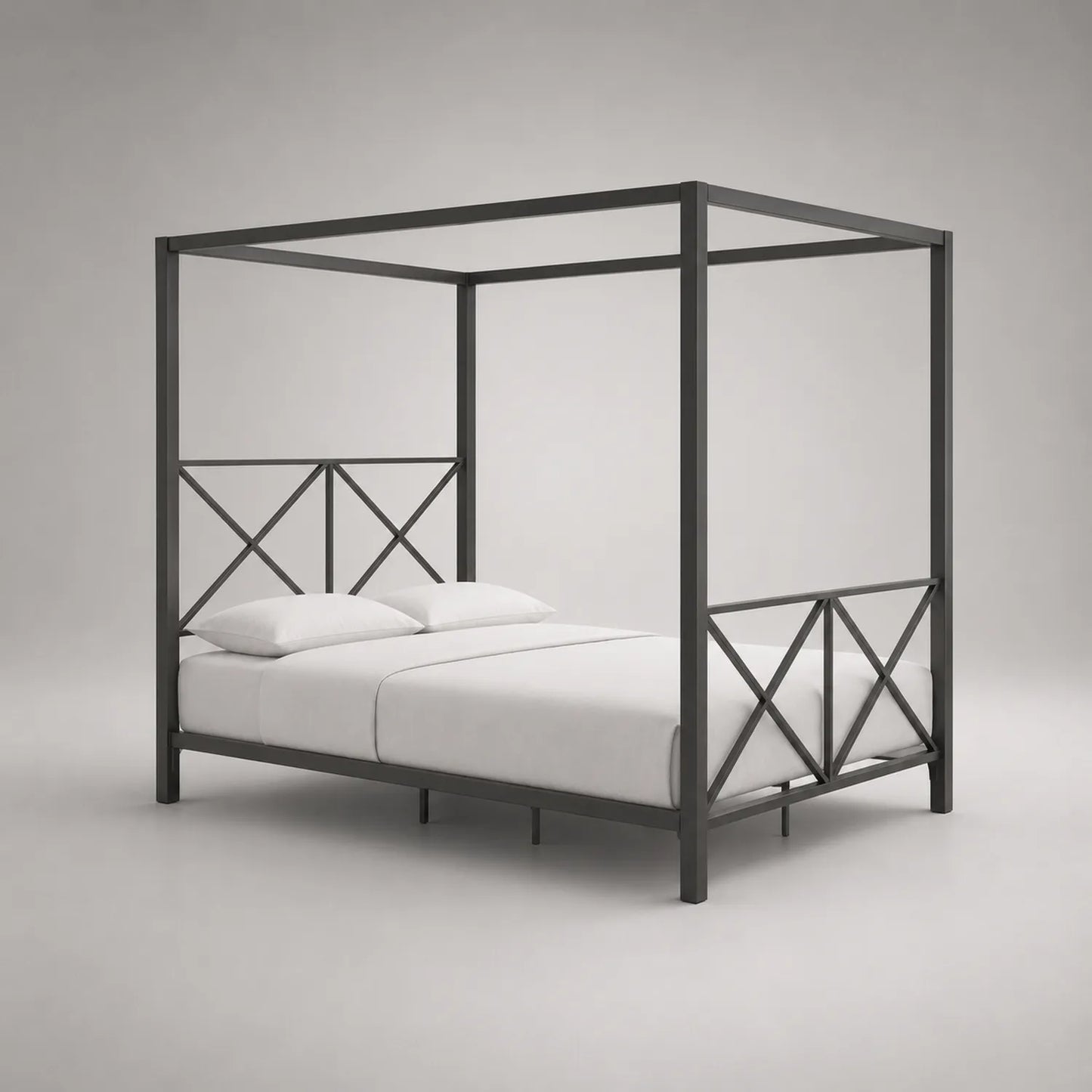 Metall Himmelbett 200x160 cm Schwarz