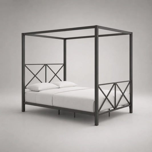 Metall Himmelbett 200x160 cm Schwarz