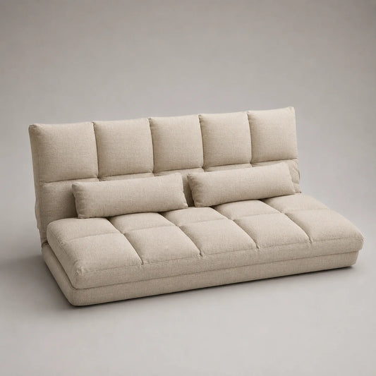 Beiges Sofa aus Leinenmischung mit verstellbarer Rückenlehne