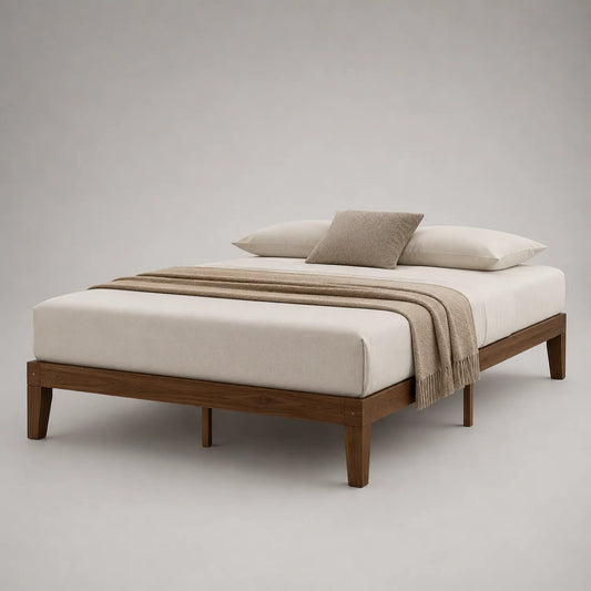 Holzbett 200x160 cm mit Matratze und Kissen