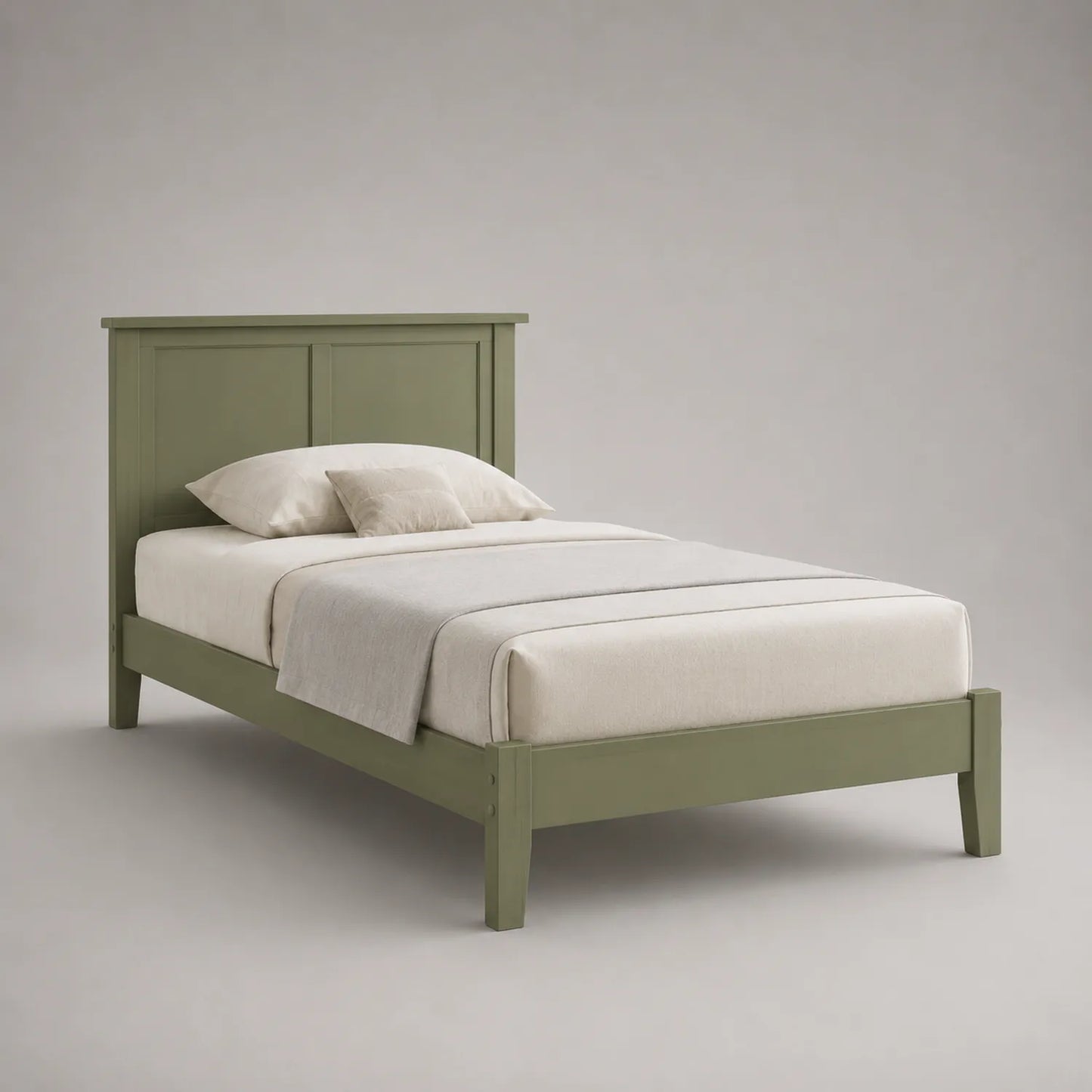 Einzelbett Massivholz Olivgrün 200x100 cm