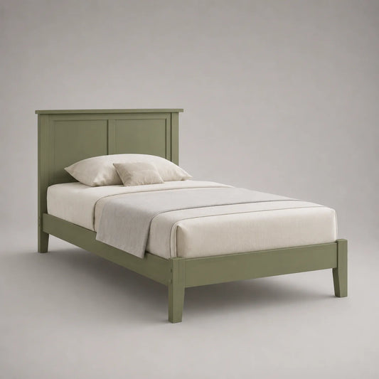 Einzelbett Massivholz Olivgrün 200x100 cm
