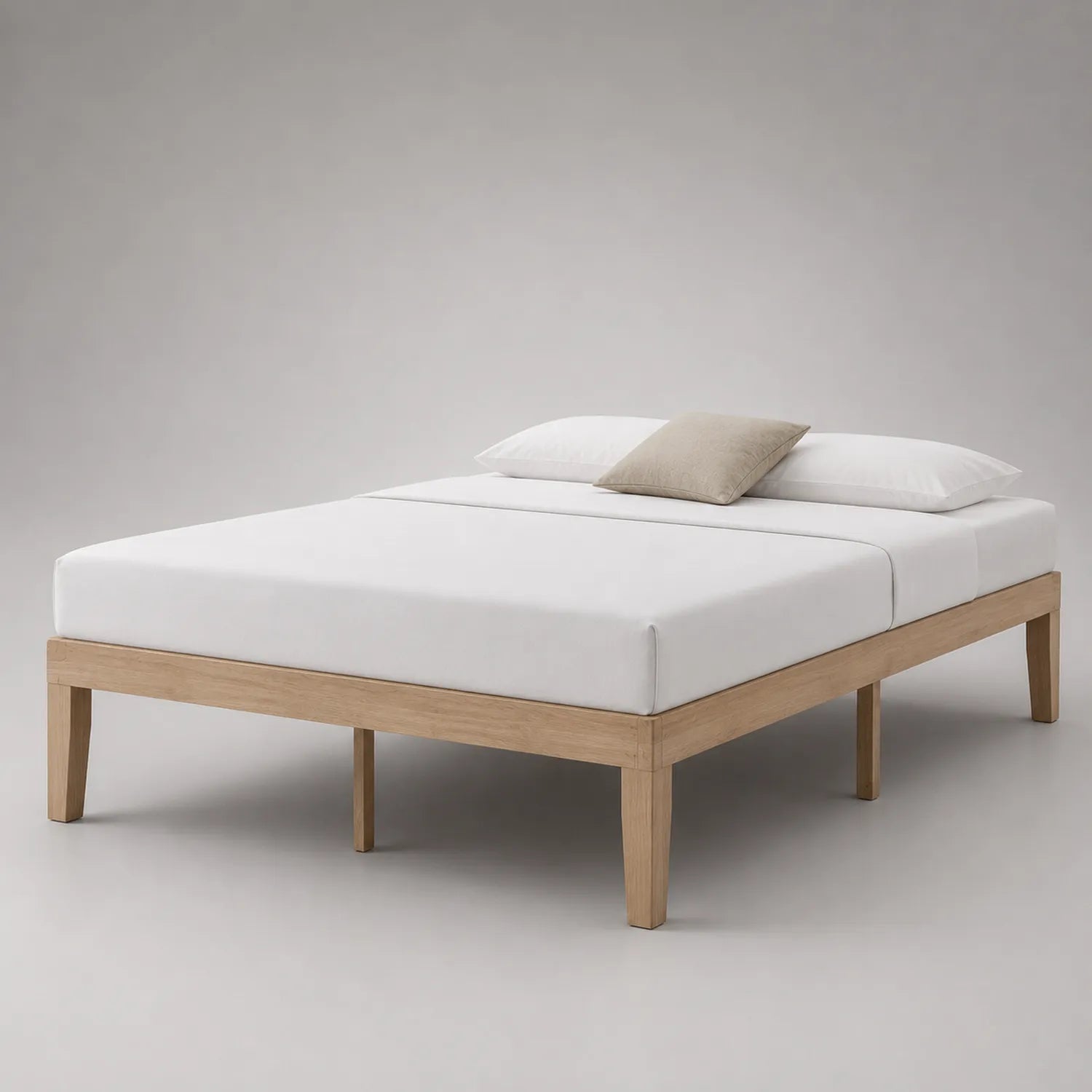 Doppelbett aus Eiche mit Baumwollbezug 200x160 cm Weiß
