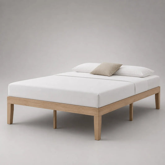 Doppelbett aus Eiche mit Baumwollbezug 200x160 cm Weiß